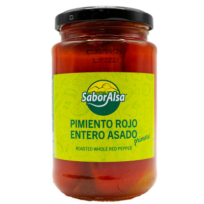 Pimientos Rojos Asados Enteros Primera Tarro 370 Saboralsa