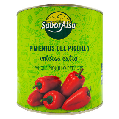 Pimiento Piquillo Entero Extra Lata 3 Kg. (80/100) (Perú) Saboralsa