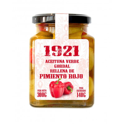 ACEITUNA VERDE GORDAL RELLENA DE PIMIENTO ROJO 1921