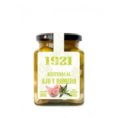 ACEITUNA VERDE GORDAL CON HUESO, AJO Y ROMERO 1921