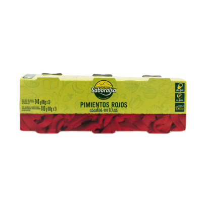 Pimiento Rojo Asado Tiras Pack-3 (80 gr x 3) 240 gr Saboralsa