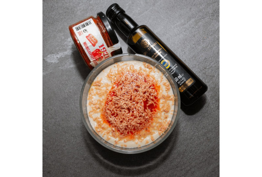 CREMA DE COLIFLOR CON MERMELADA DE PIMIENTOS Y FOIE