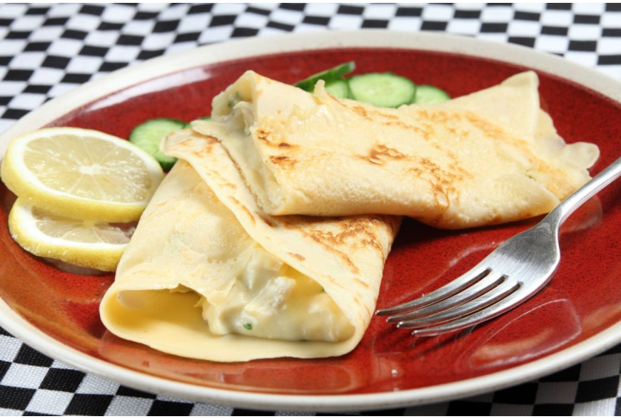 CHICKEN CREPS, SWEET CORN AND DOUGH