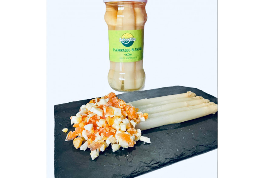 ESPARRAGOS CON VINAGRETA DE SALMÓN