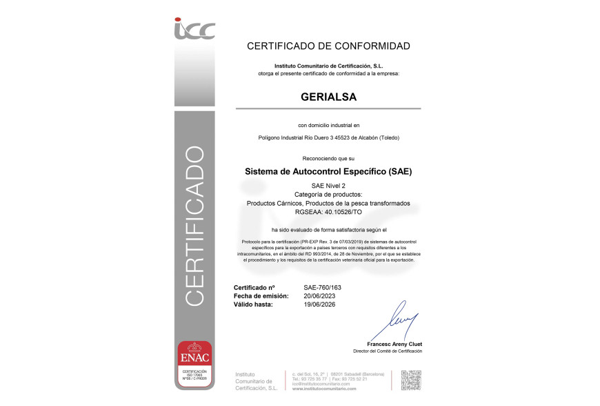 Orgullosos de nuestro certificado SAE 2