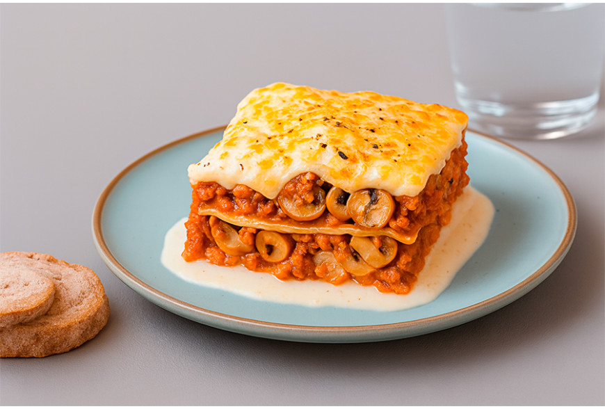 Lasaña Boloñesa con Champiñones Laminados